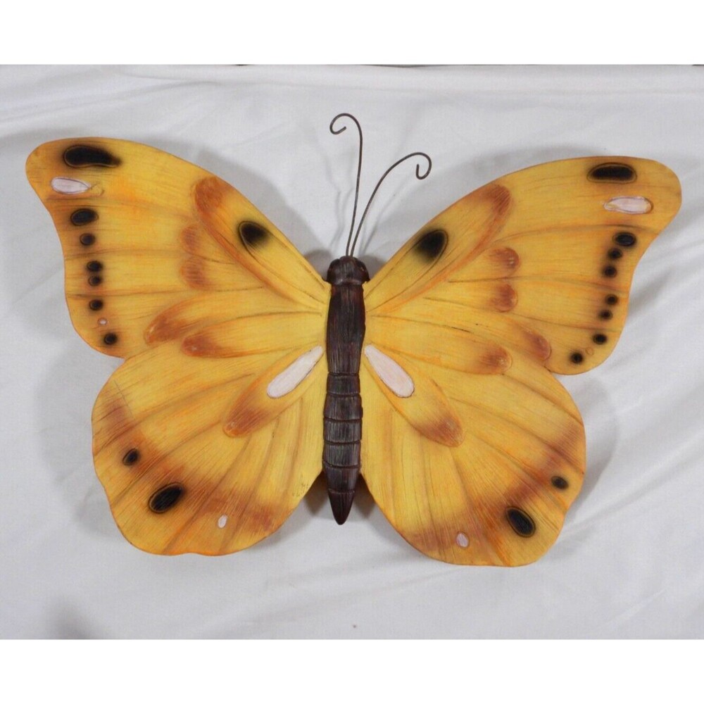 Giftcraft Butterfly Plaque Wall Hanging Yellow 15" Wide Garden 2009